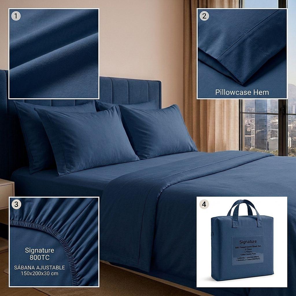 SABANAS 800 HILOS SIGNATURE AZUL OSCURO 2 PLAZAS 794-4