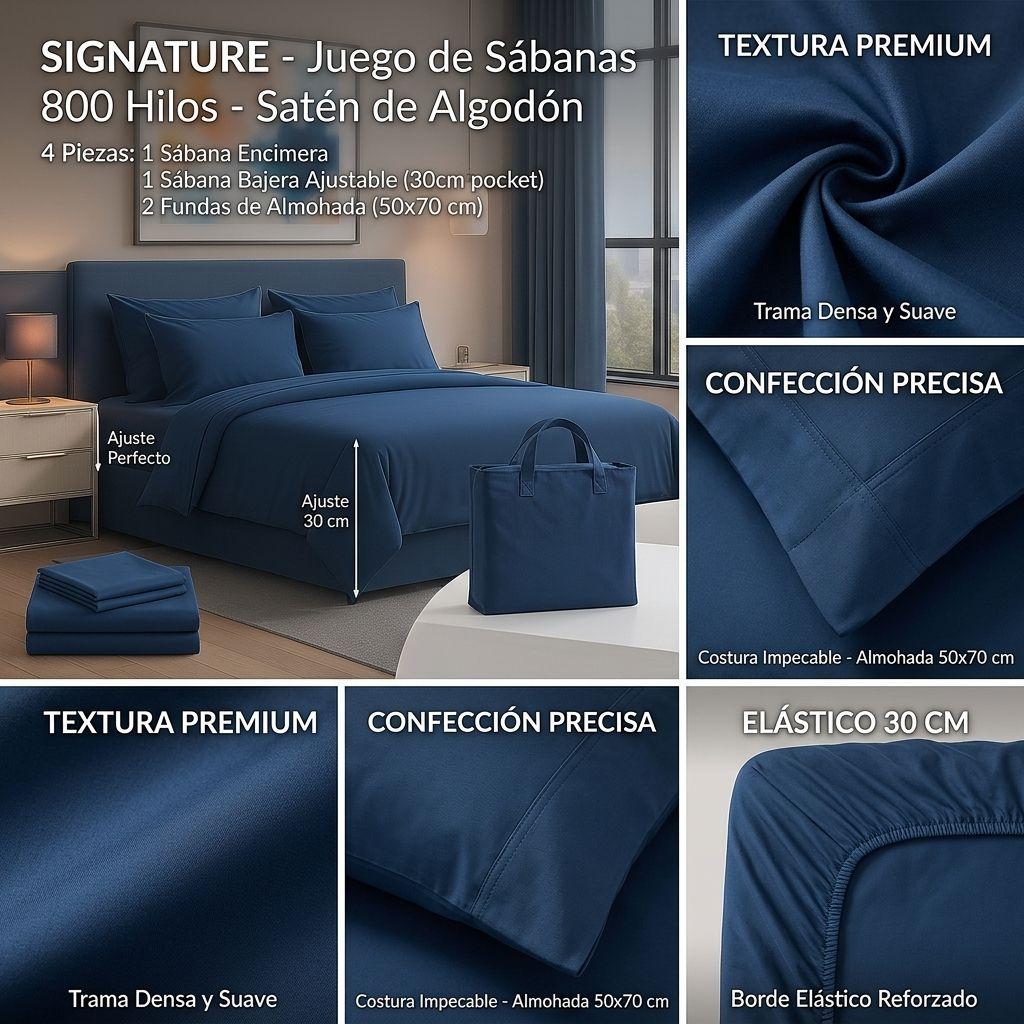 SABANAS 800 HILOS SIGNATURE AZUL OSCURO 2 PLAZAS 794-5