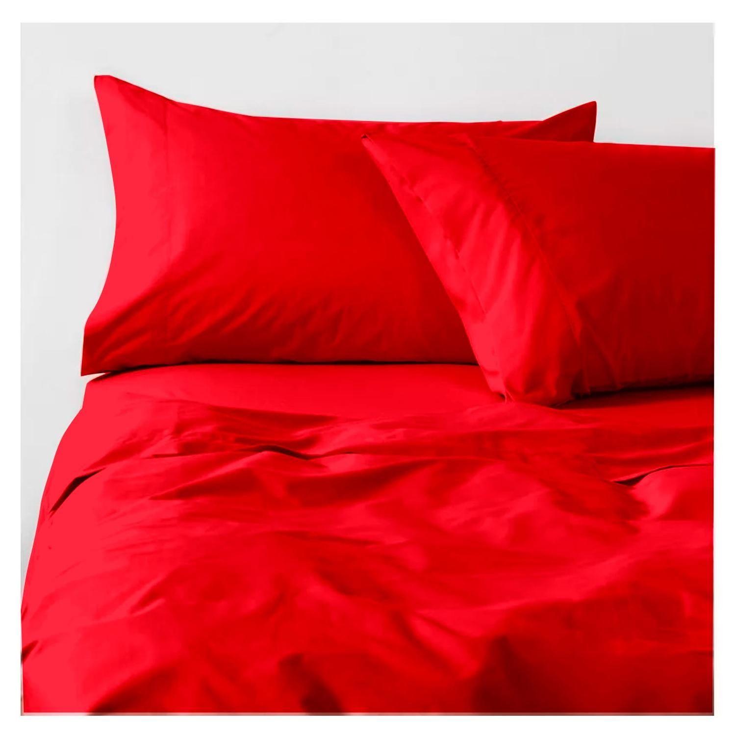 Sábanas 3000 Hilos 2.5 plazas Diseño Americano Rojo-0