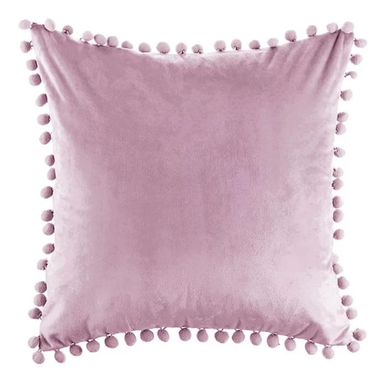 Funda Terciopelo Para Cojin Pompon Decorativas 45x45-0
