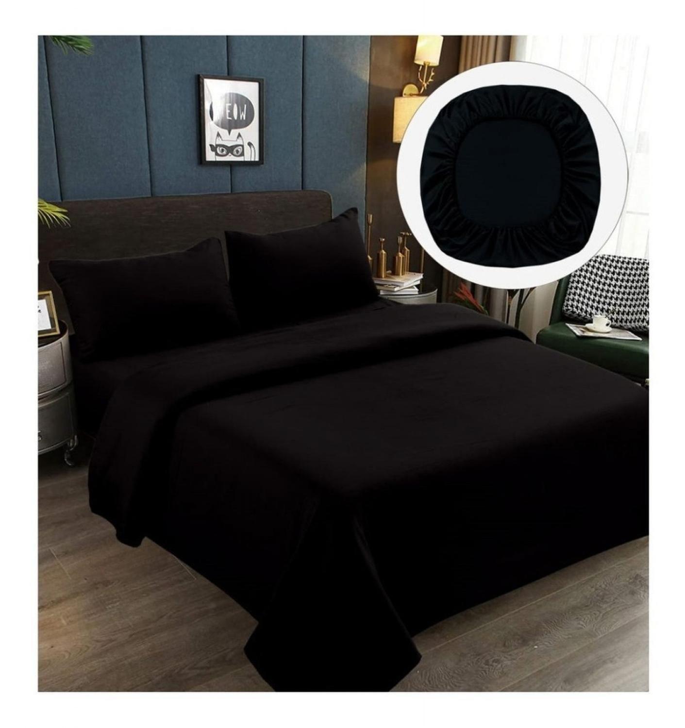 Sabanas Premium Algodón 2.0 Plazas 200 hilos Queen-Negra-1