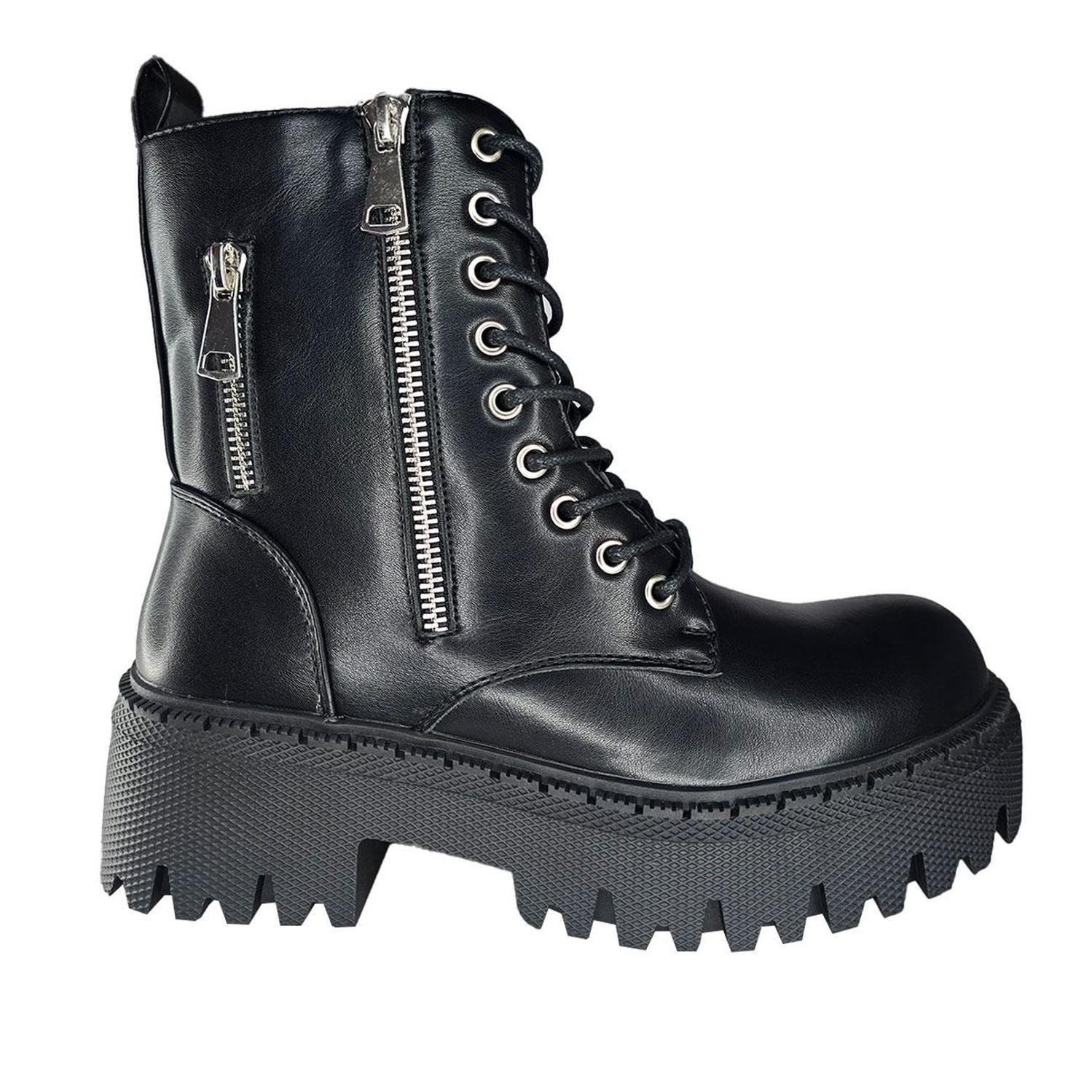 Botines Negros con Plataforma Mujer Tendencia y Confort 7535-0