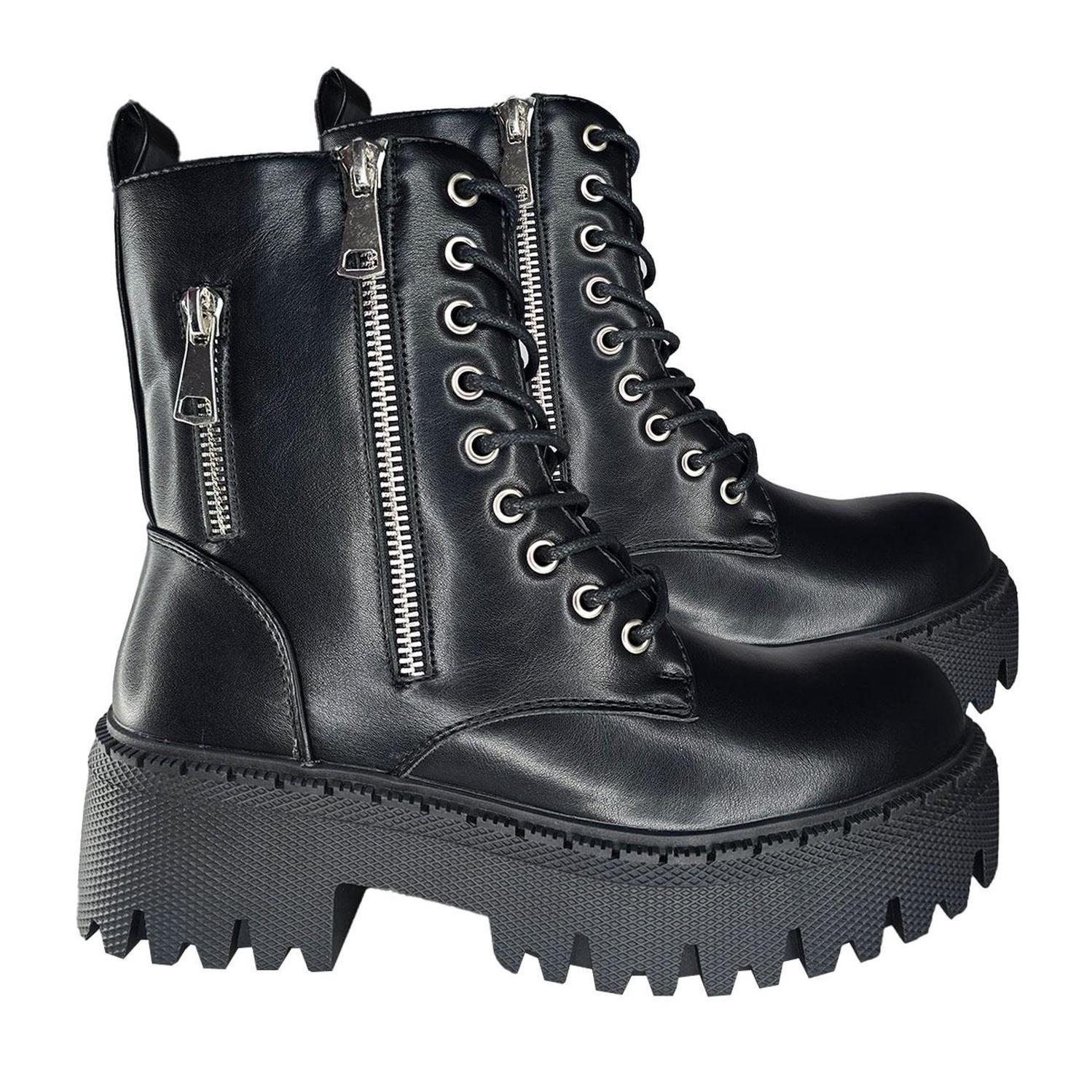 Botines Negros con Plataforma Mujer Tendencia y Confort 7535-1