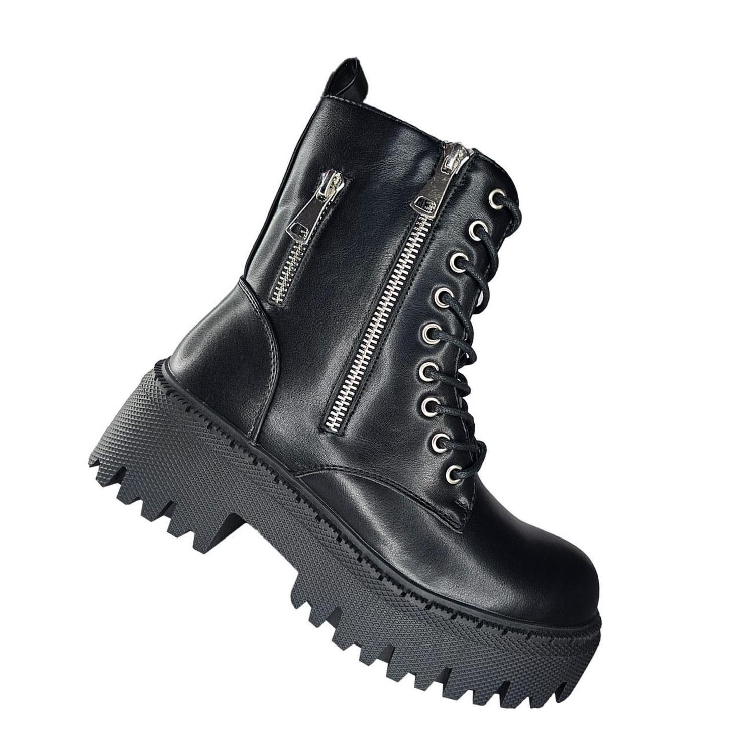Botines Negros con Plataforma Mujer Tendencia y Confort 7535-2