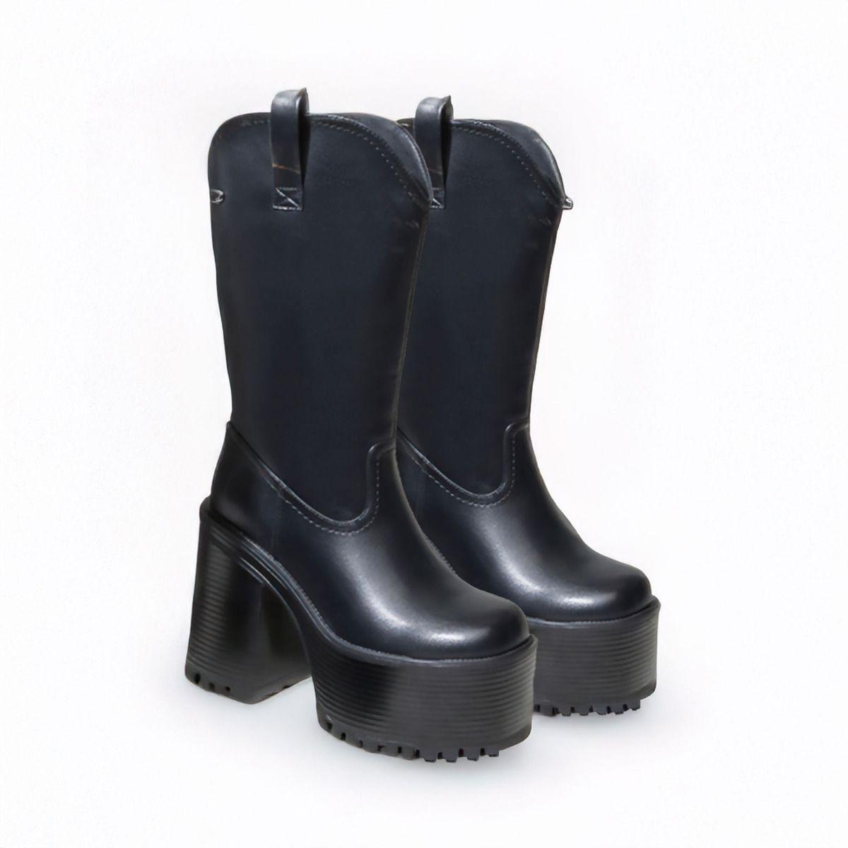 Bucaneras Negras Mujer | Estilo Western con Plataforma - 7667-1