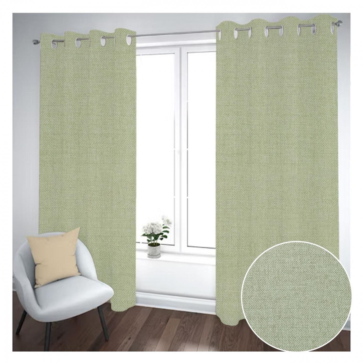 Cortina Black Out 2 Paños Decorativa Color Verde N°57 (140X230)-0