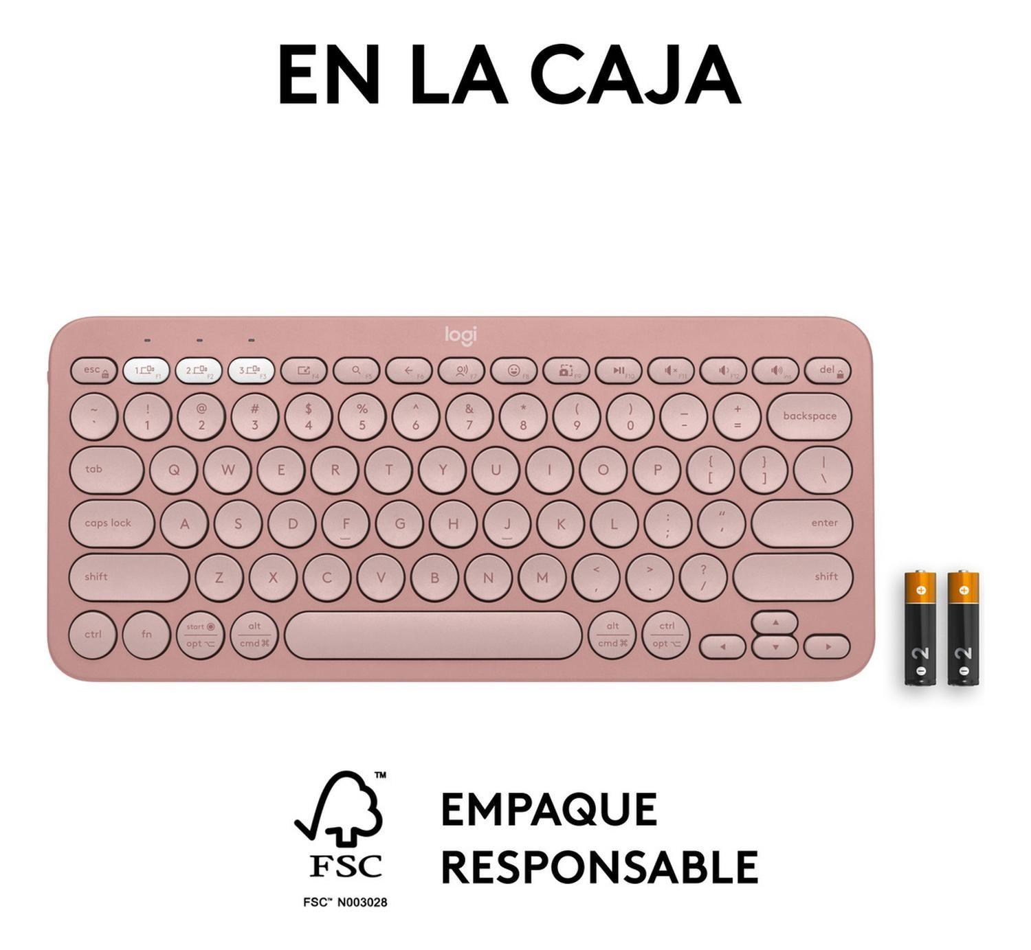 Teclado Bluetooth Logitech Pebble Keys 2 K380s Rosa Español-1