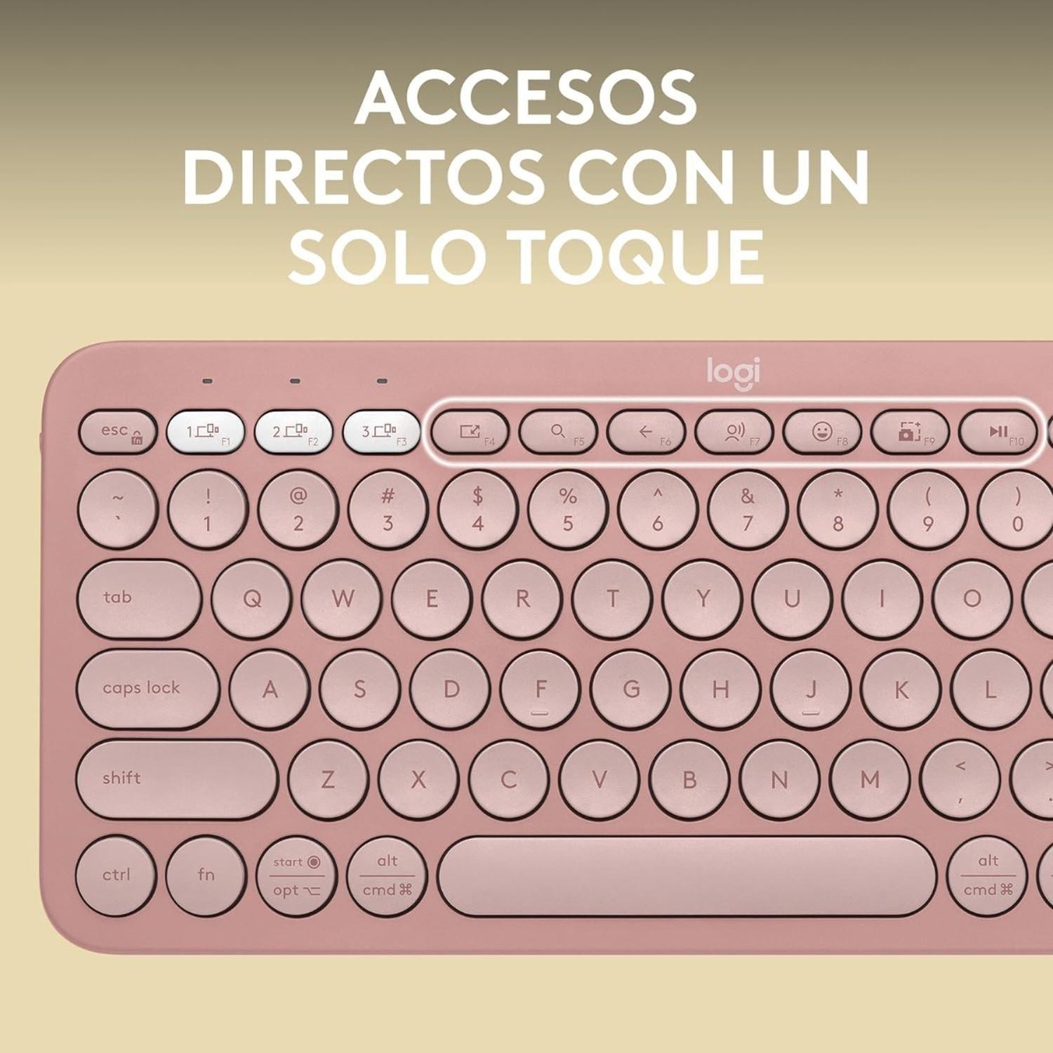Teclado Bluetooth Logitech Pebble Keys 2 K380s Rosa Español-4