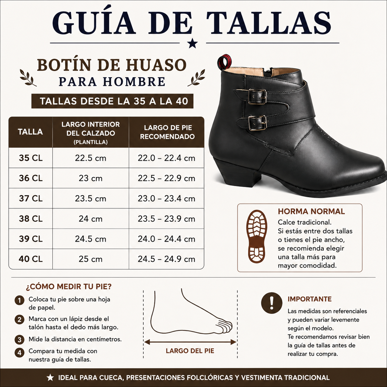 Botín Juvenil de Huaso Negro con Doble Hebilla Modelo 7604-8