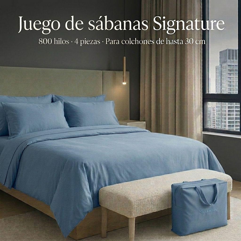SABANAS 800 HILOS SIGNATURE AZUL ACERO 2 PLAZAS 794-2