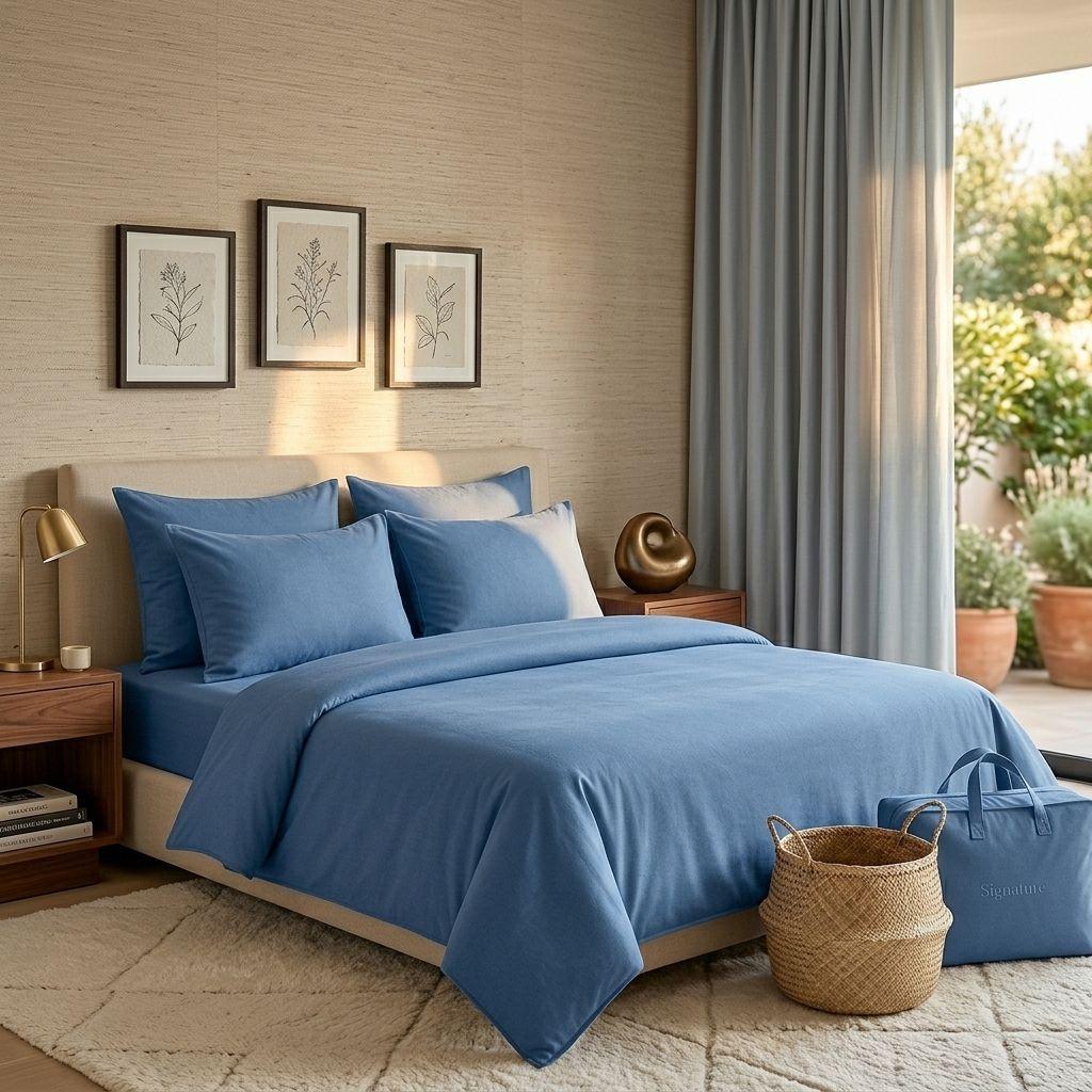 SABANAS 800 HILOS SIGNATURE AZUL ACERO 2 PLAZAS 794-3