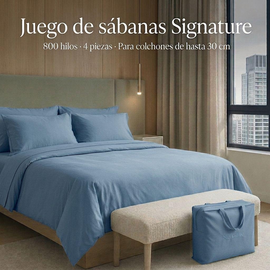 SABANAS 800 HILOS SIGNATURE AZUL ACERO 2 PLAZAS 794-5