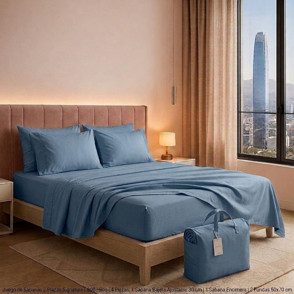 SABANAS 800 HILOS SIGNATURE AZUL ACERO 2 PLAZAS 794-6