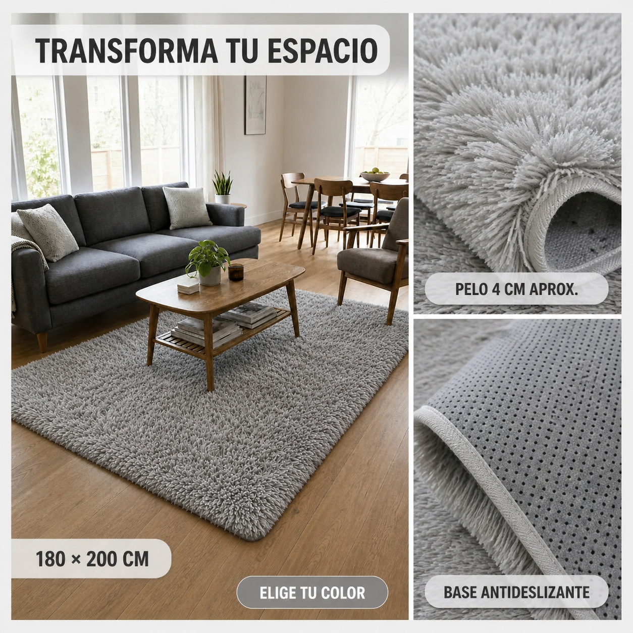 Alfombra Shaggy Peluda Armonia 180x200 cm Rectangular 026-5