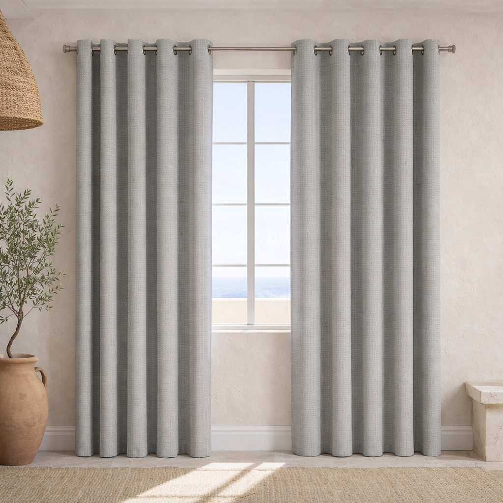 Cortina Blackout Gris 2 Paños con Forro Negro Decorativa N°121-0