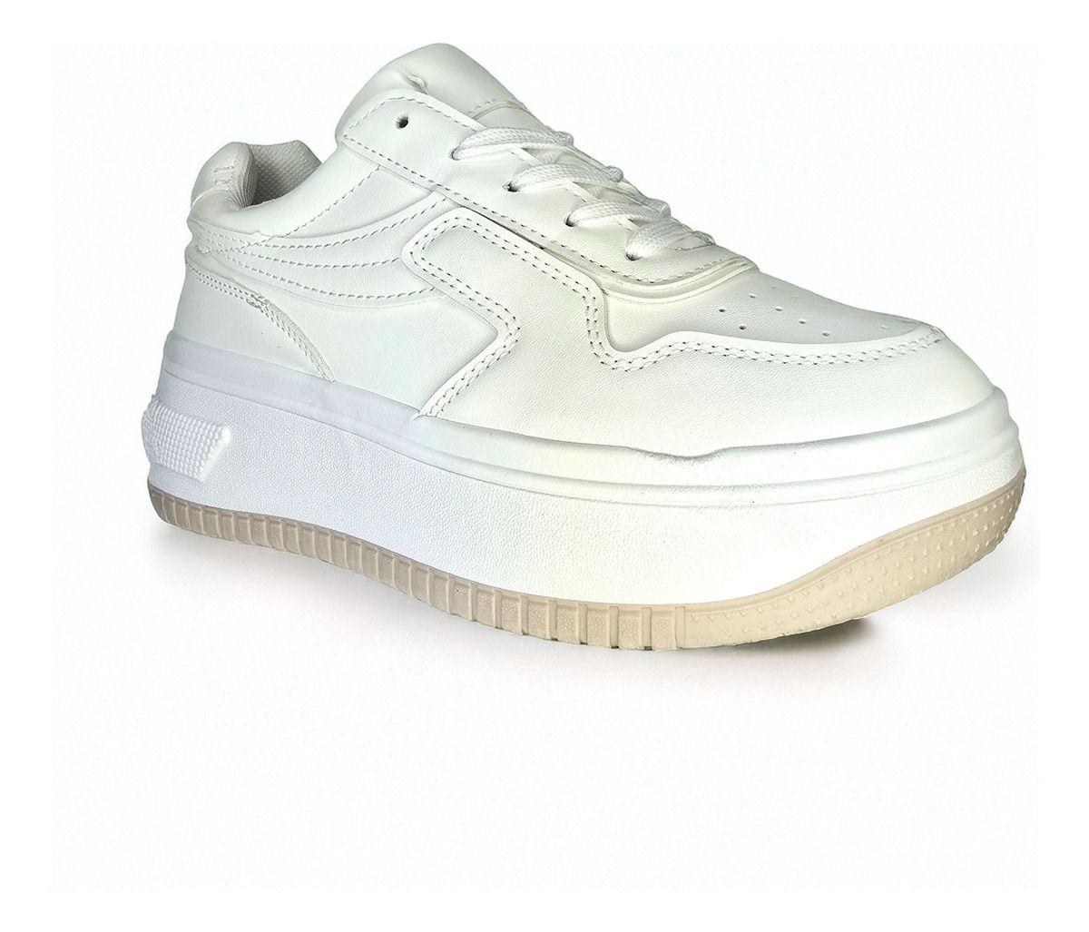 Zapatillas Plataforma Blanca | Urbanas Livianas Mujer - 7696-0