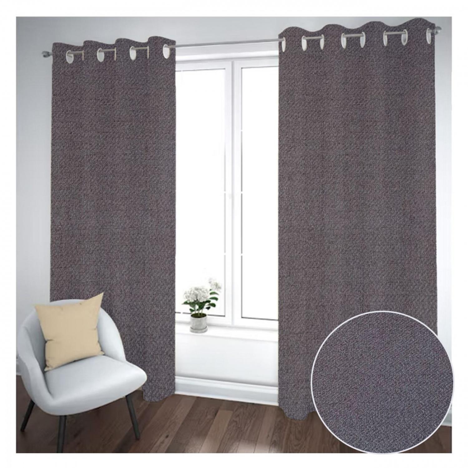 Cortina Black Out 2 Paños Decorativa Color Grafito N°68 (140X230)-0