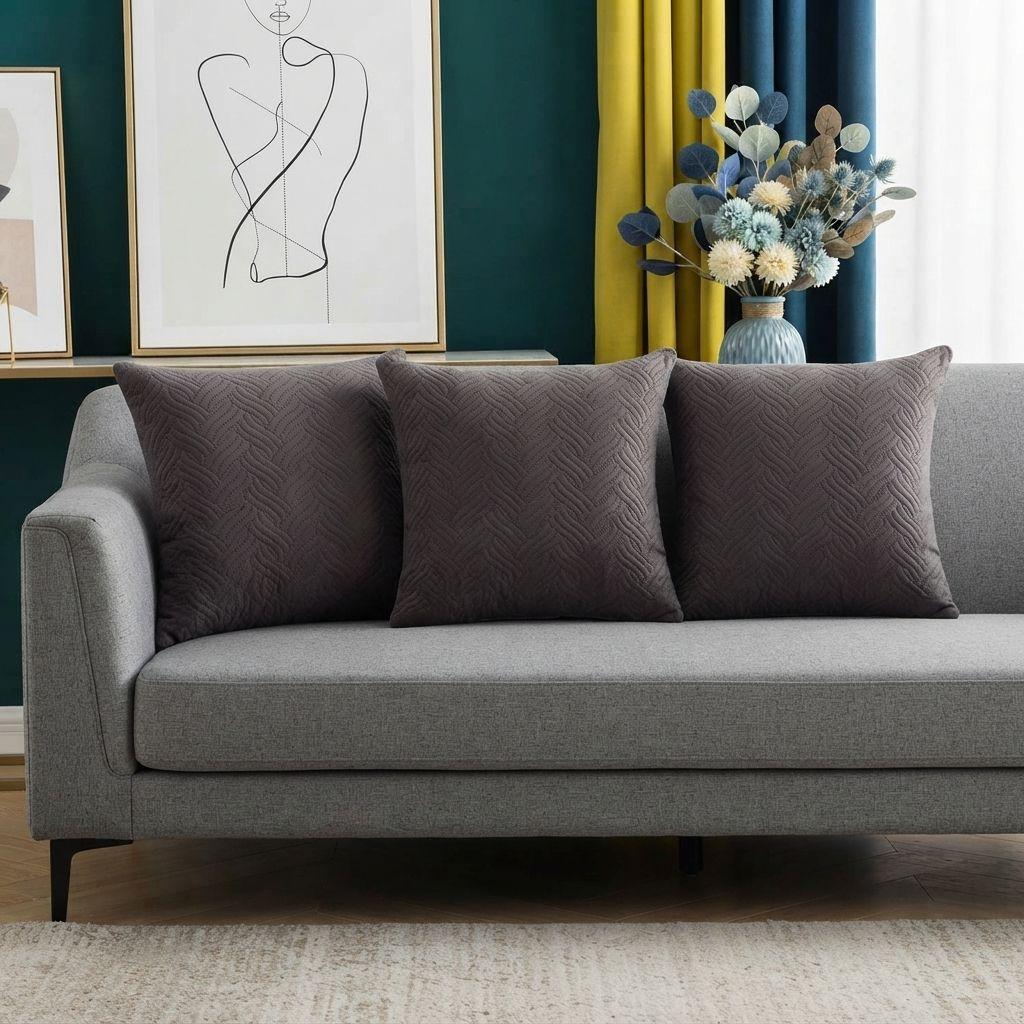 Funda Decorativa Plush Gris Texturizada Pack de 3 046 Estilo Único-4