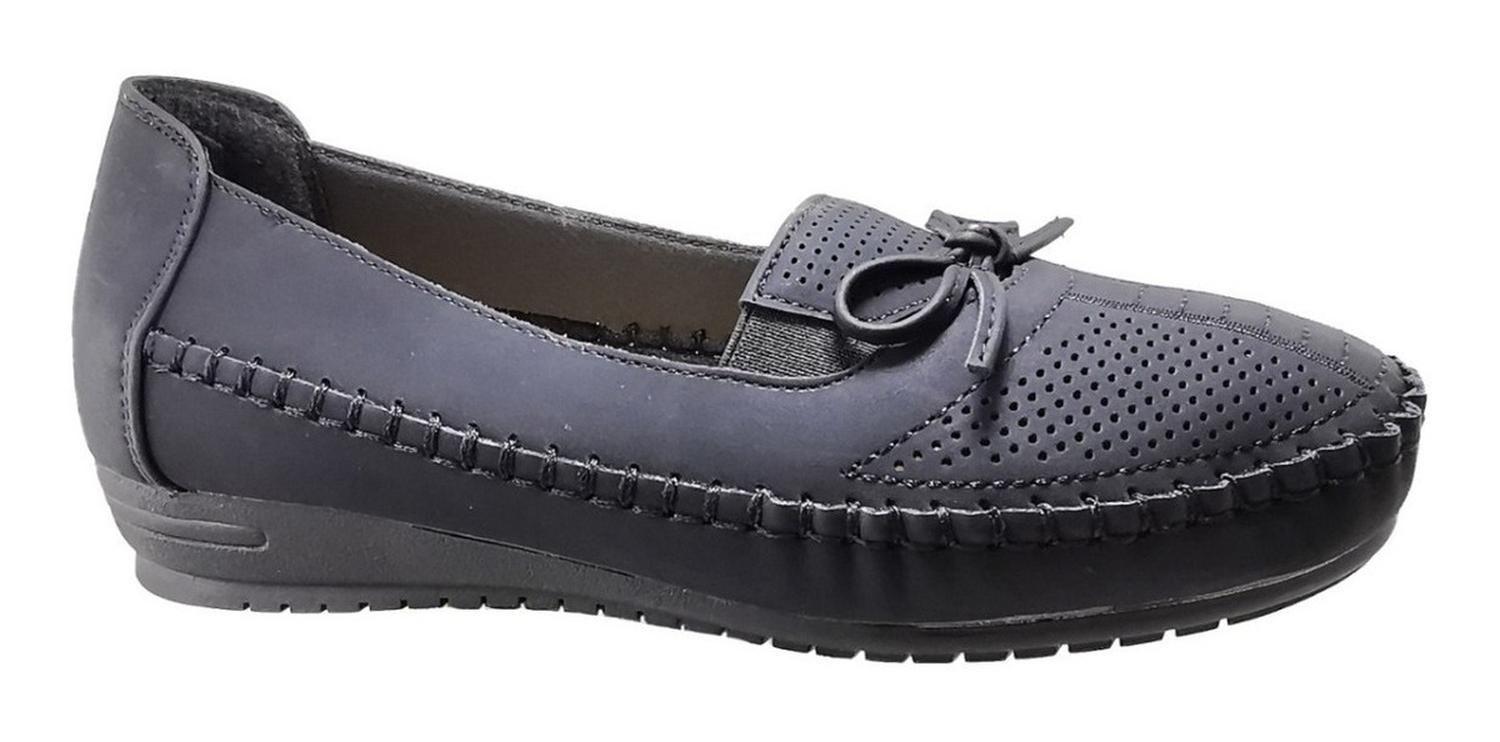 Zapatos Mujer Mocasines Soft Ocio Pisos Negras 1034-0