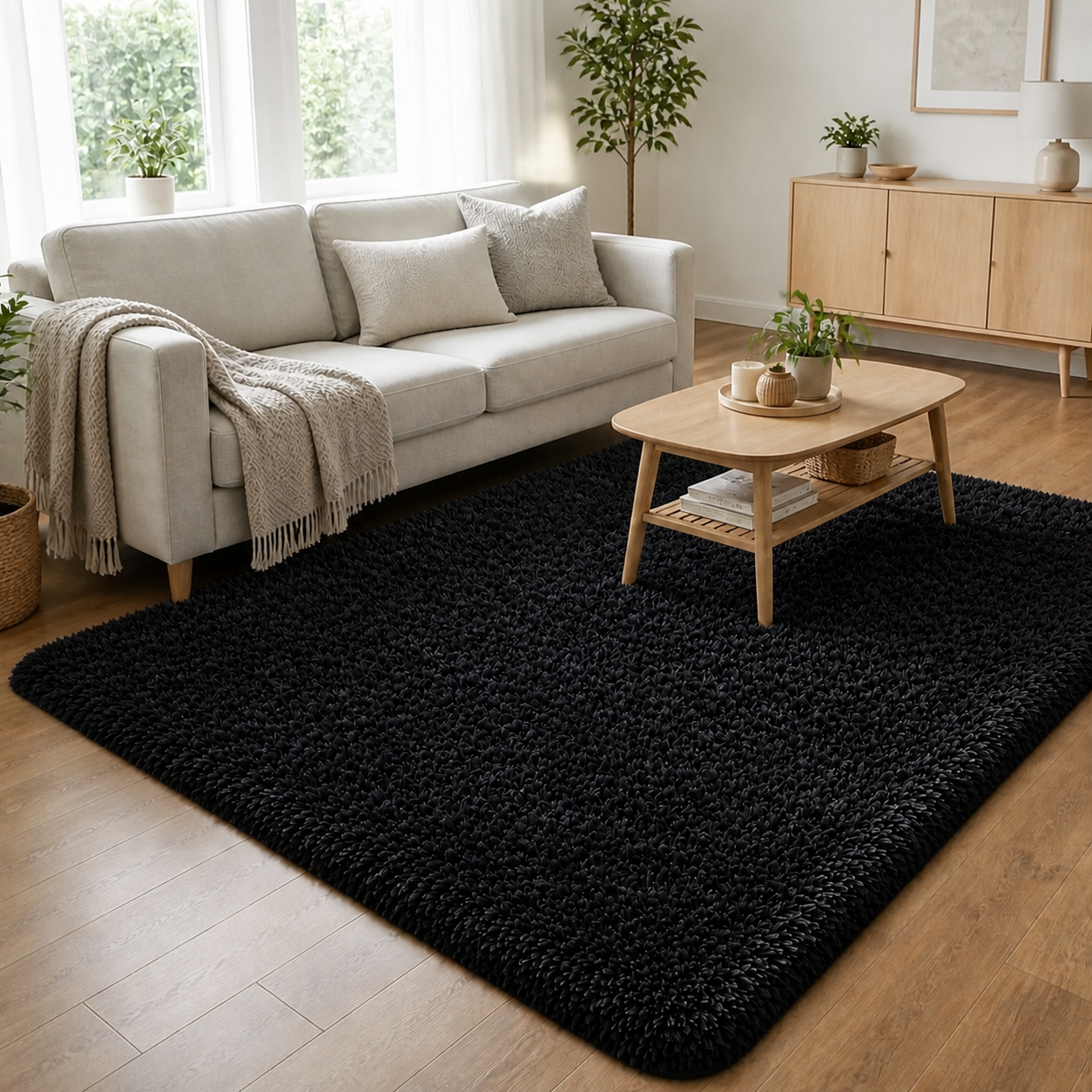 Alfombra Shaggy Pelo Medio 180×200 Antideslizante 026 Elegante-1