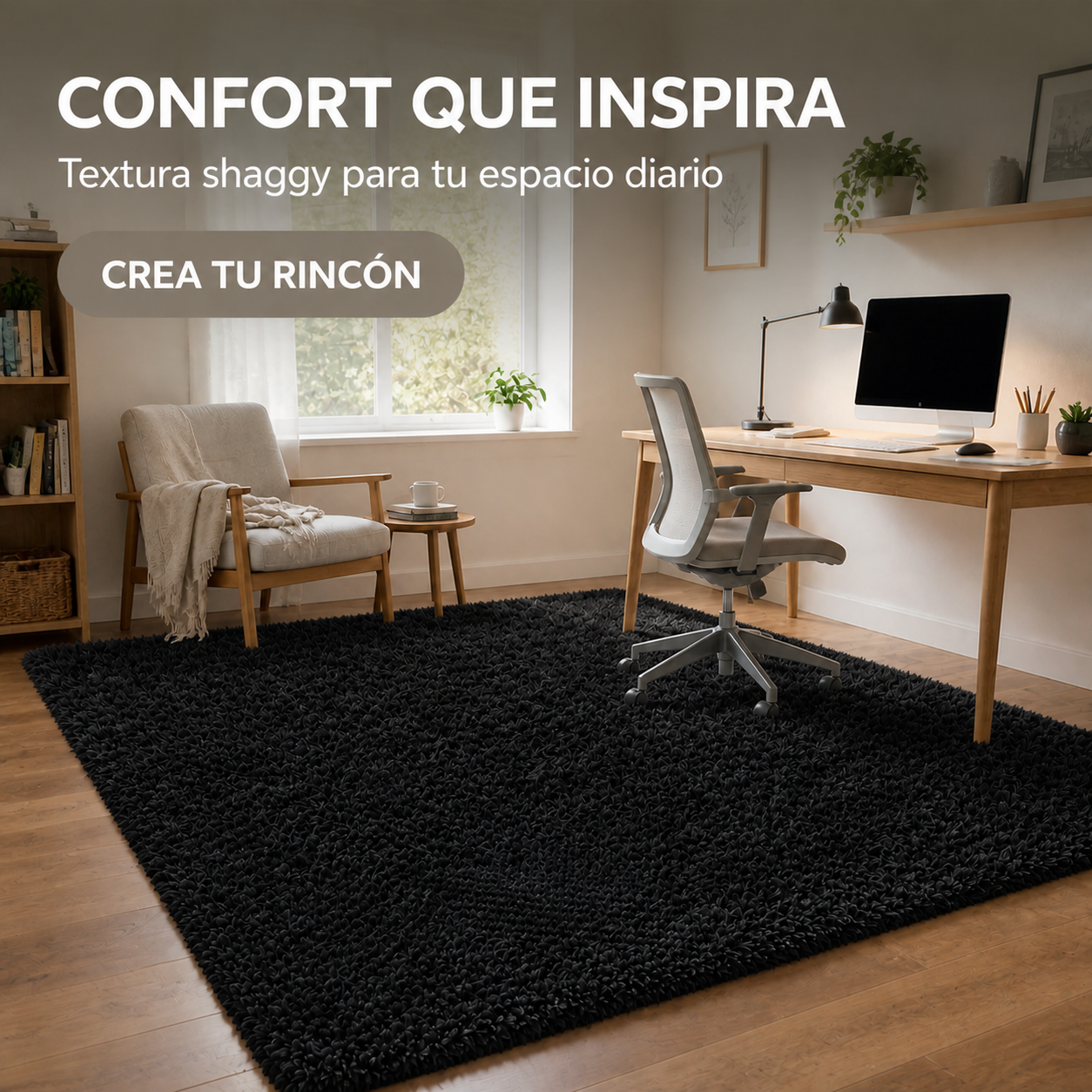 Alfombra Shaggy Pelo Medio 180×200 Antideslizante 026 Elegante-4