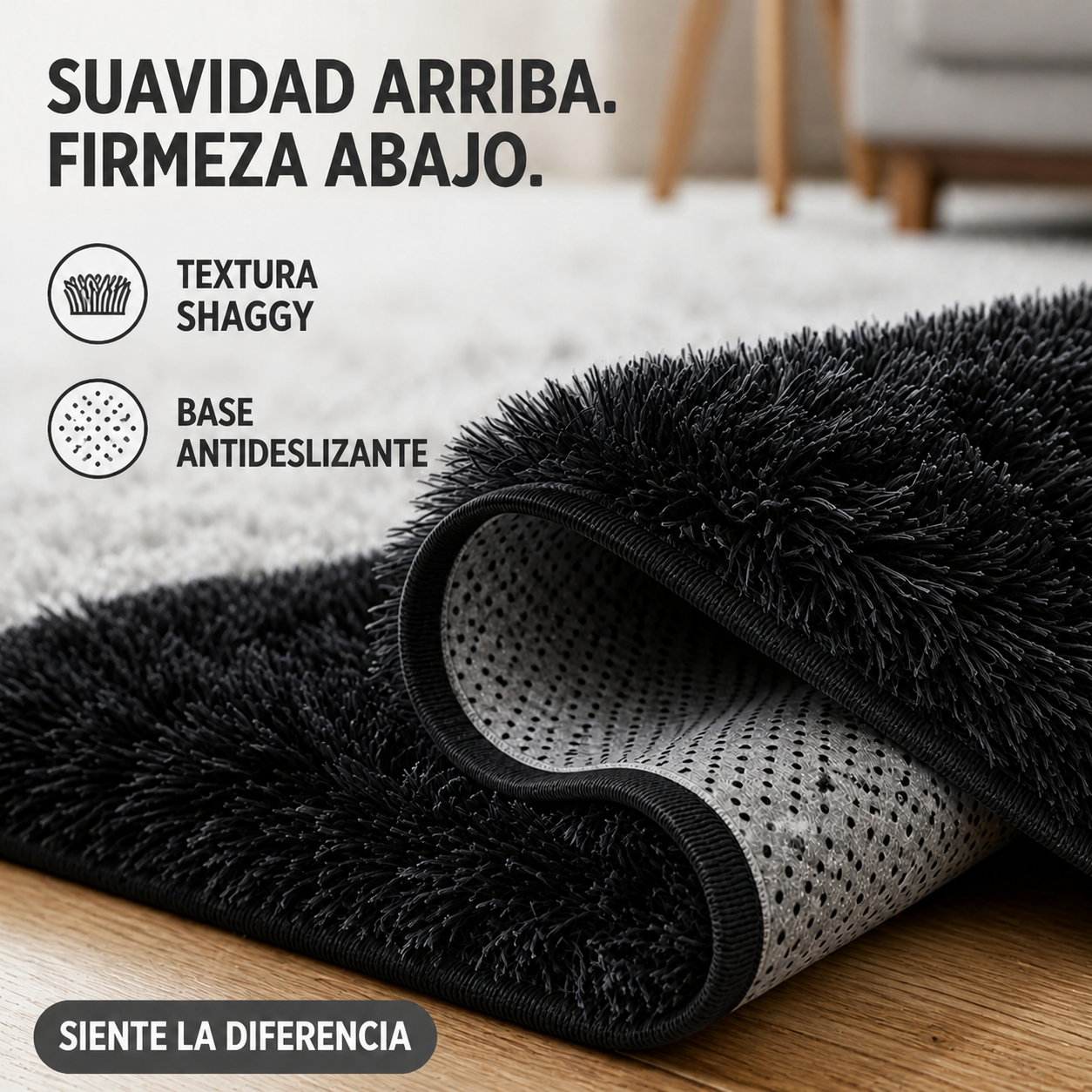 Alfombra Shaggy Pelo Medio 180×200 Antideslizante 026 Elegante-7