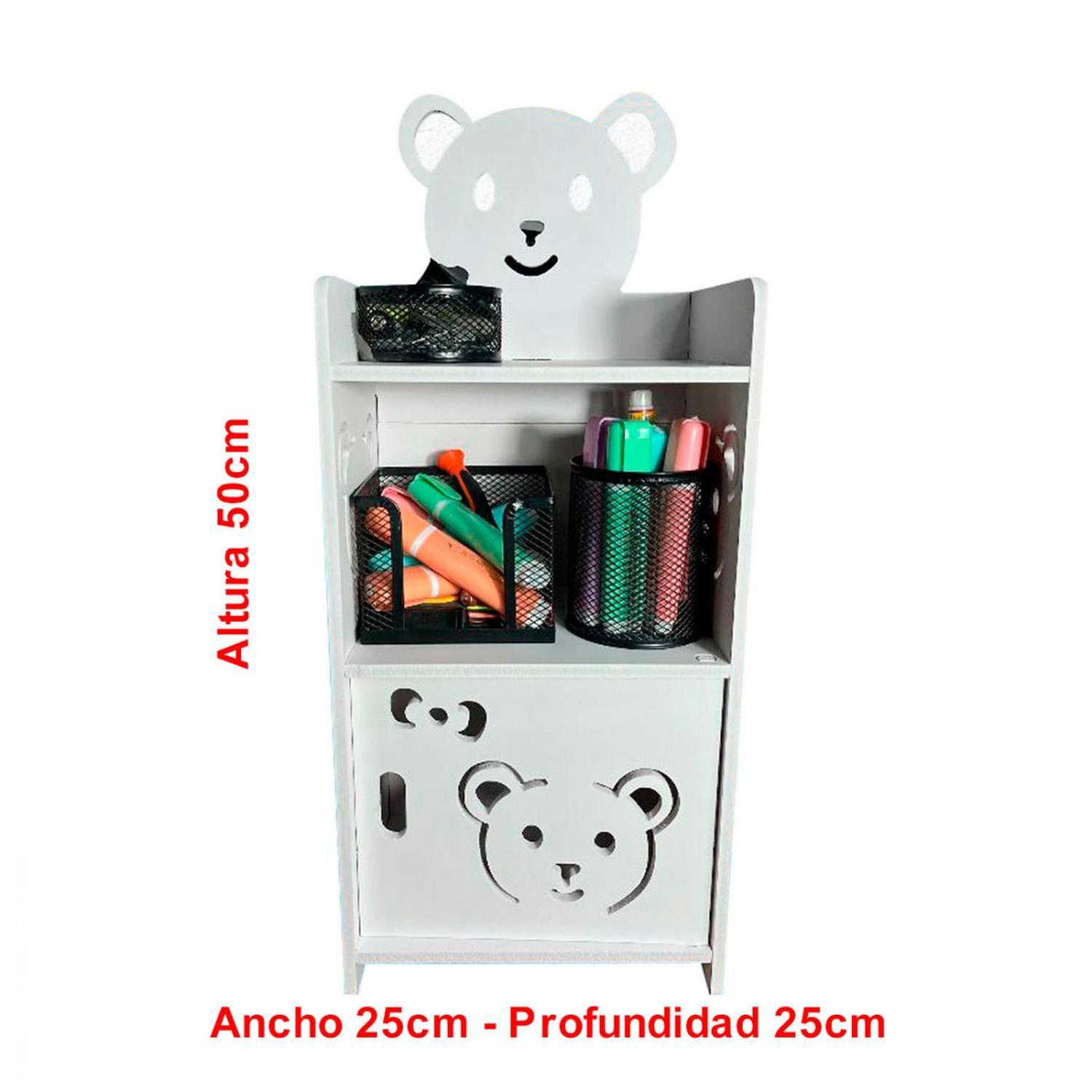 Mueble estante 3 niveles Blanco con Diseño de Osito - 50cm de Alto-2
