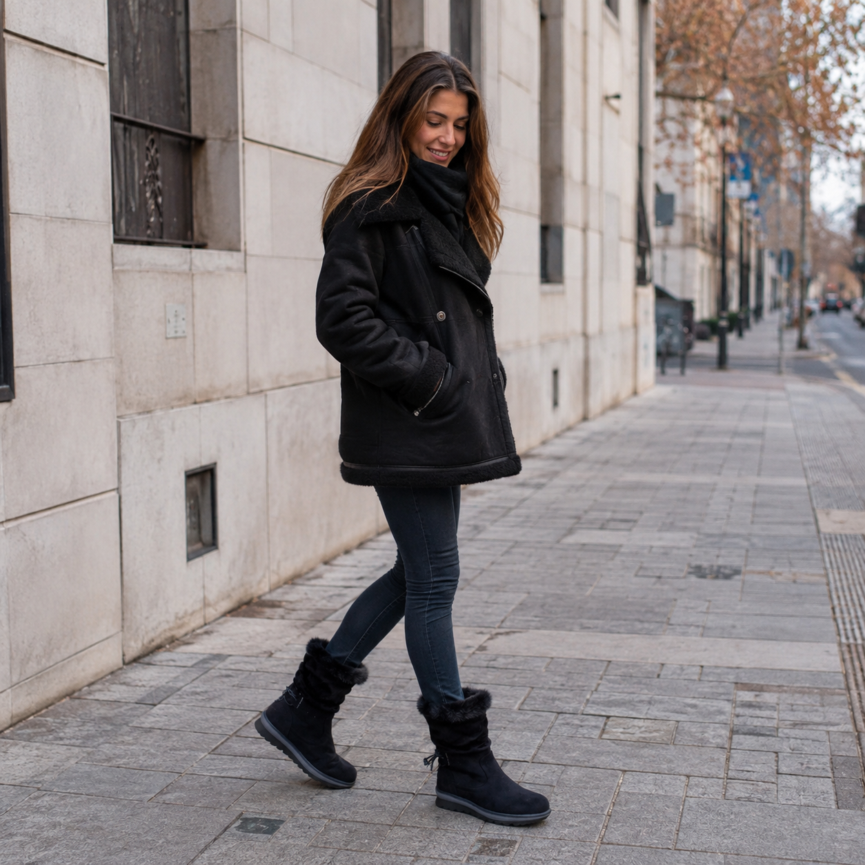 Calzado Mujer Botas Caña Media Negro Casual Otoño Invierno 7141-0