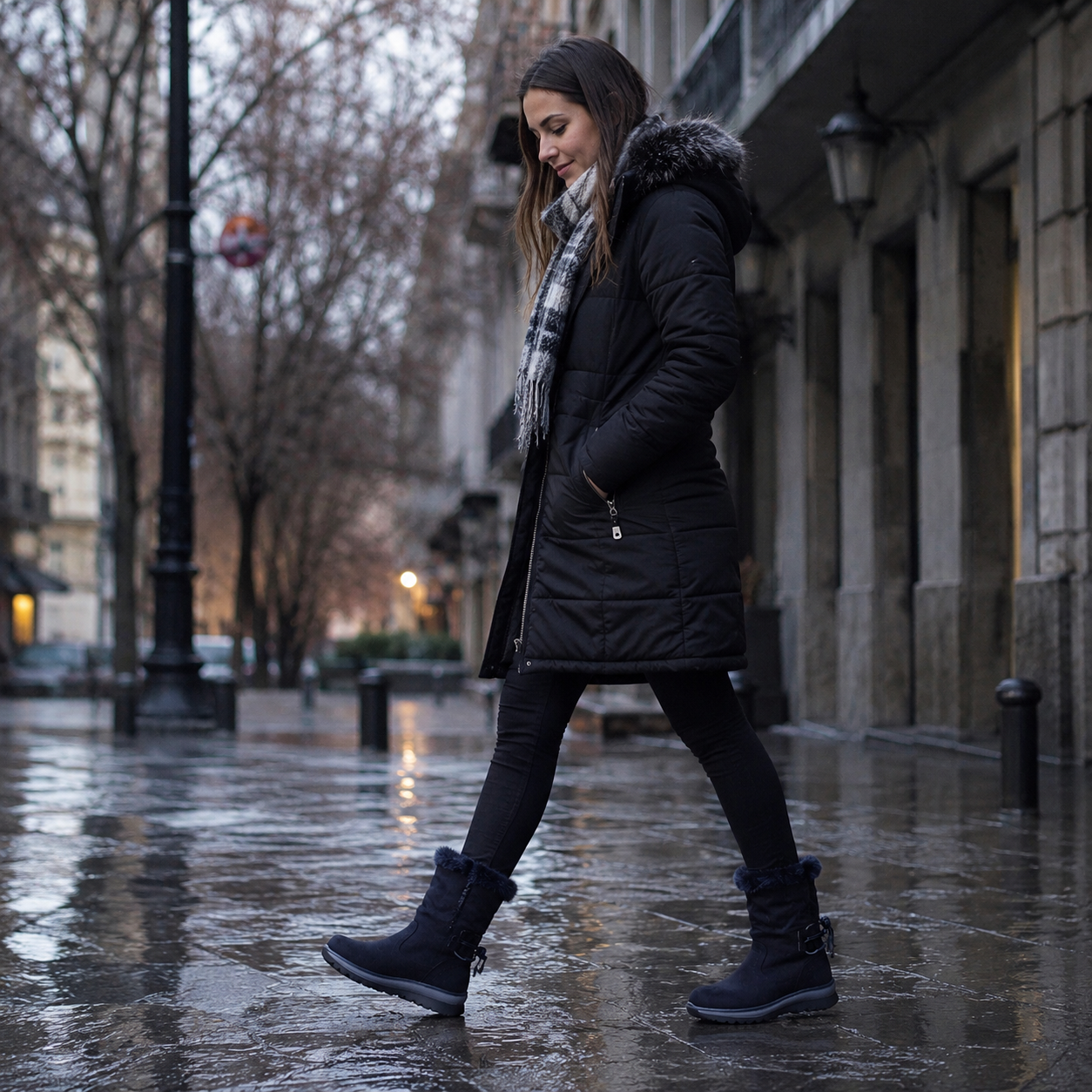 Calzado Mujer Botas Caña Media Negro Casual Otoño Invierno 7141-1