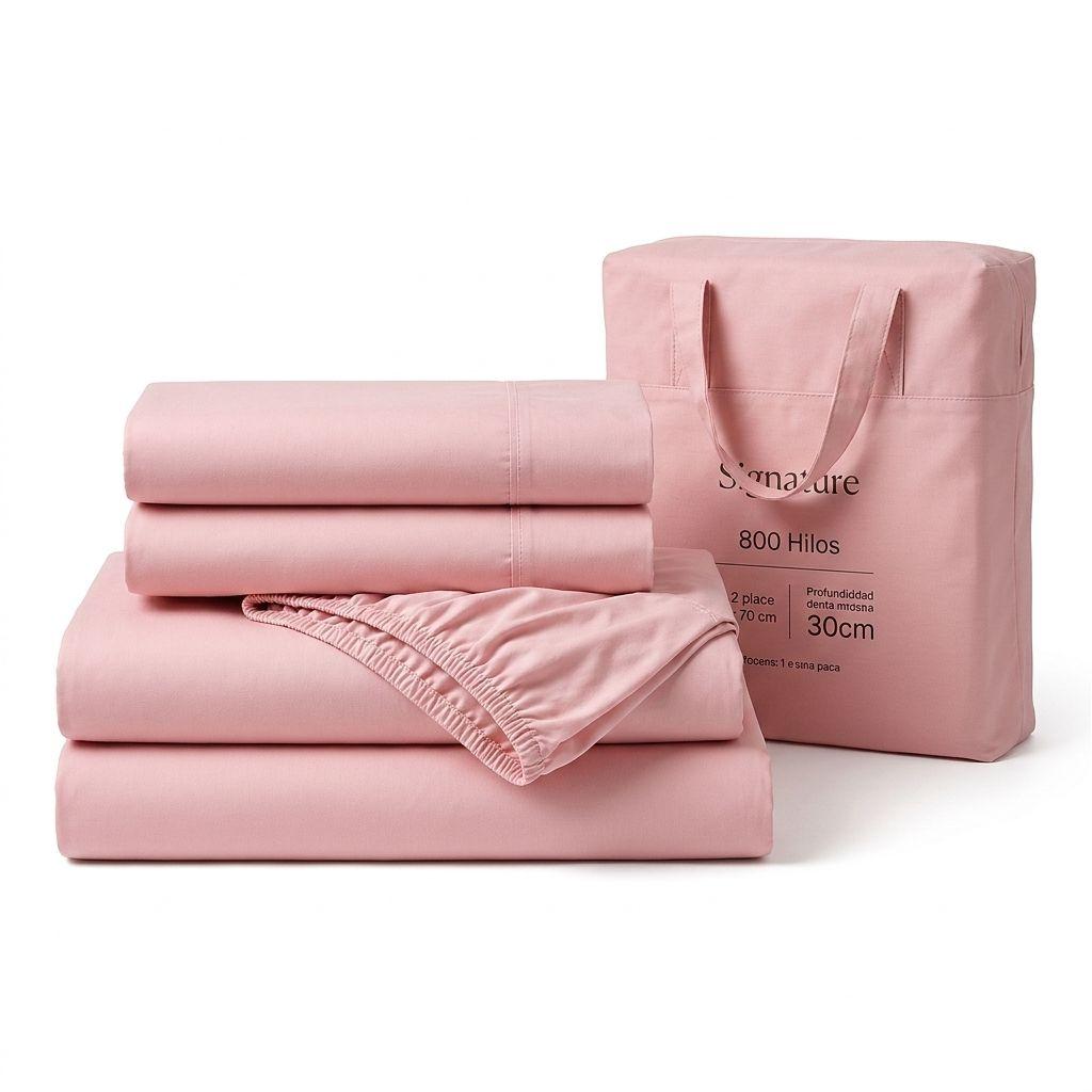 SABANAS 800 HILOS SIGNATURE ROSADO 2 PLAZAS  794-4
