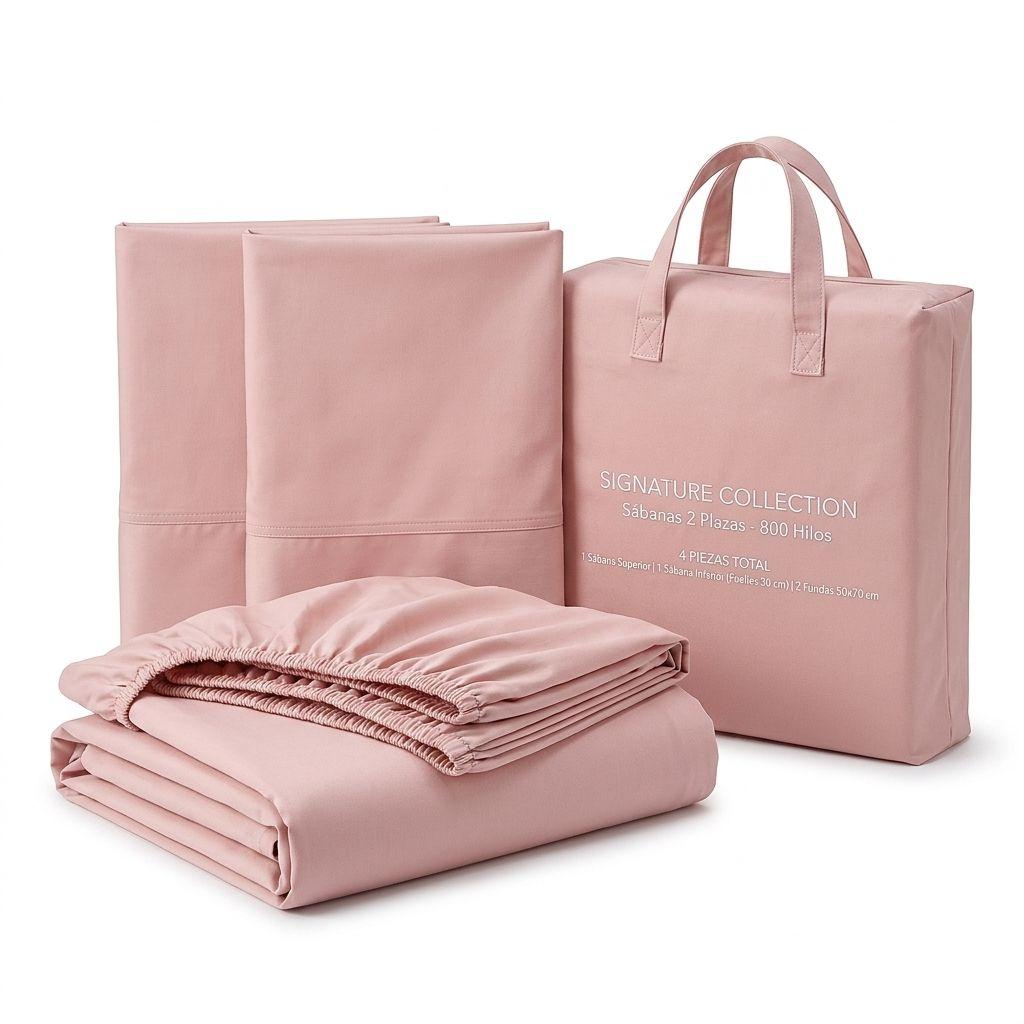 SABANAS 800 HILOS SIGNATURE ROSADO 2 PLAZAS  794-5