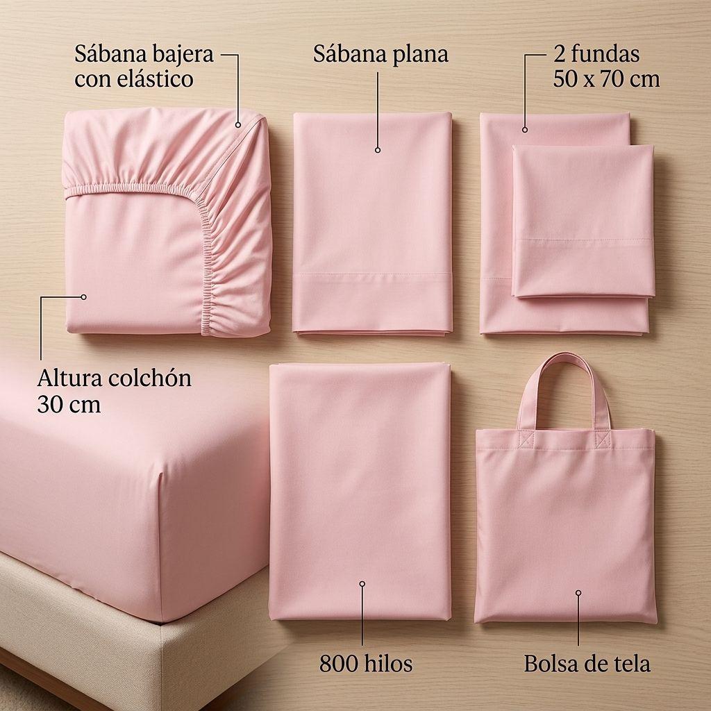 SABANAS 800 HILOS SIGNATURE ROSADO 2 PLAZAS  794-7