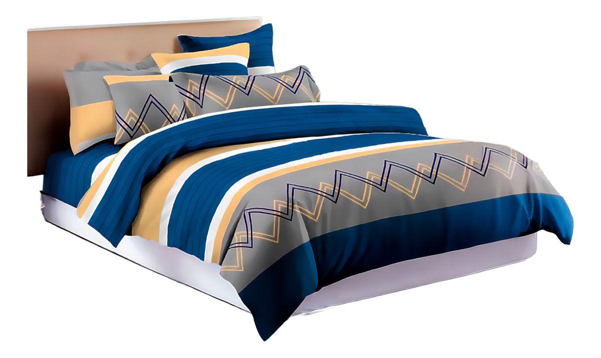 Sábanas 2 Plazas Azul | 800 Hilos Estilo Moderno - 824-0