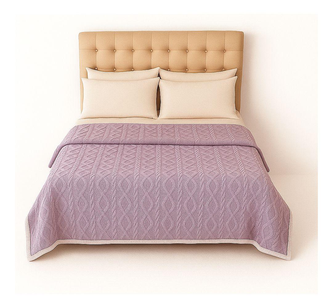 Frazada Sherpa diseño geométrico lila 160x220 ultra suave living CL-2