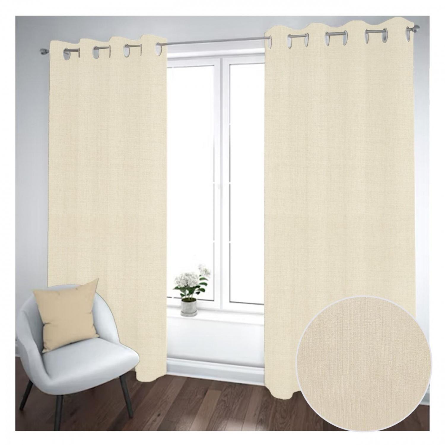 Cortina Black Out 2 Paños Decorativa Color Beige N°56 (140X230)-0
