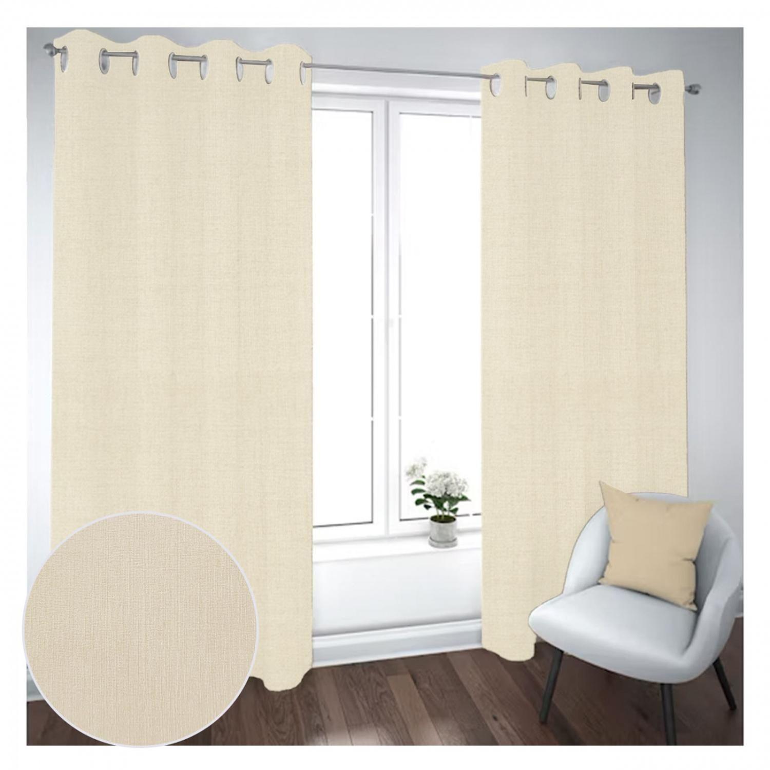 Cortina Black Out 2 Paños Decorativa Color Beige N°56 (140X230)-1