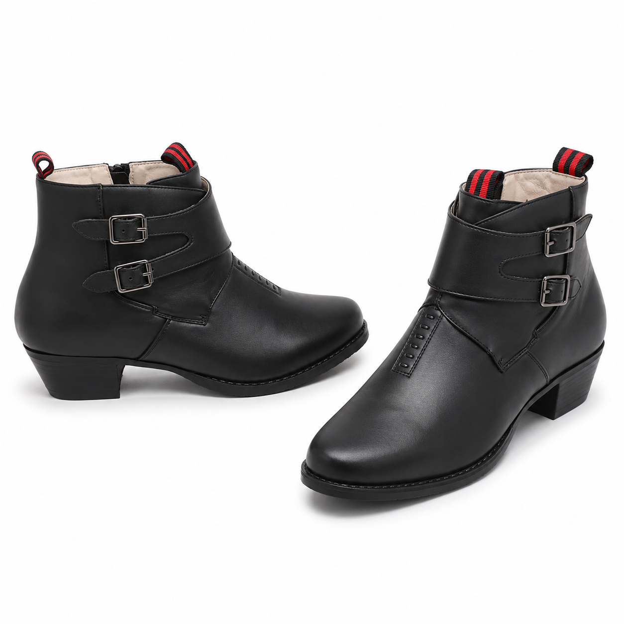 Botín Para Cueca Hombre Negro Doble Hebilla 7599 Elegante-7