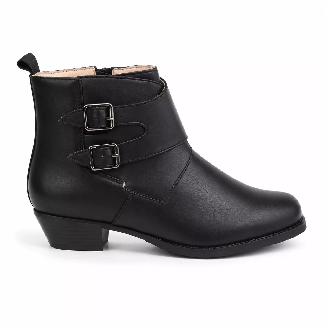 Zapato de Huaso Negro Juvenil Doble Hebilla y Cierre Modelo 7604-7