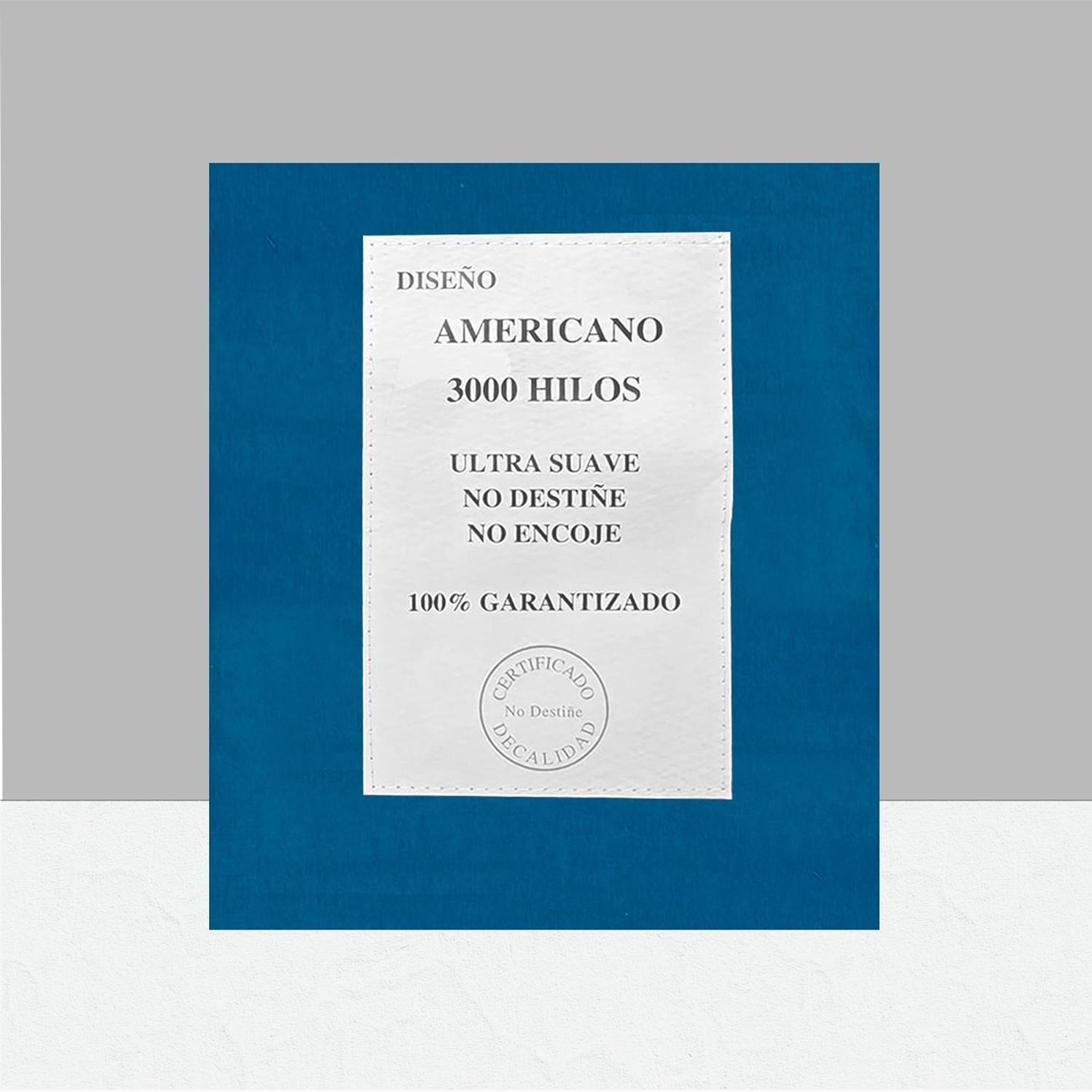 Sábanas 3000 Hilos 2.5 plazas Diseño Americano Azul Petroleo-3