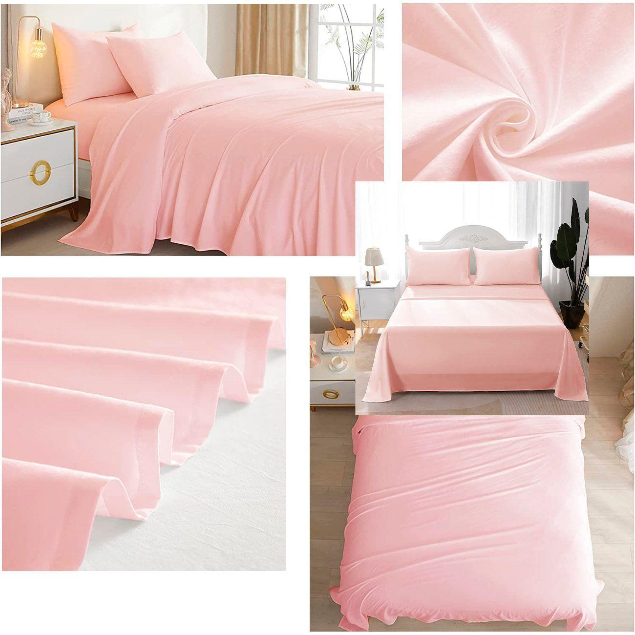 Juego de sabanas Rosa 2.5 Plazas Excelente Calidad-1