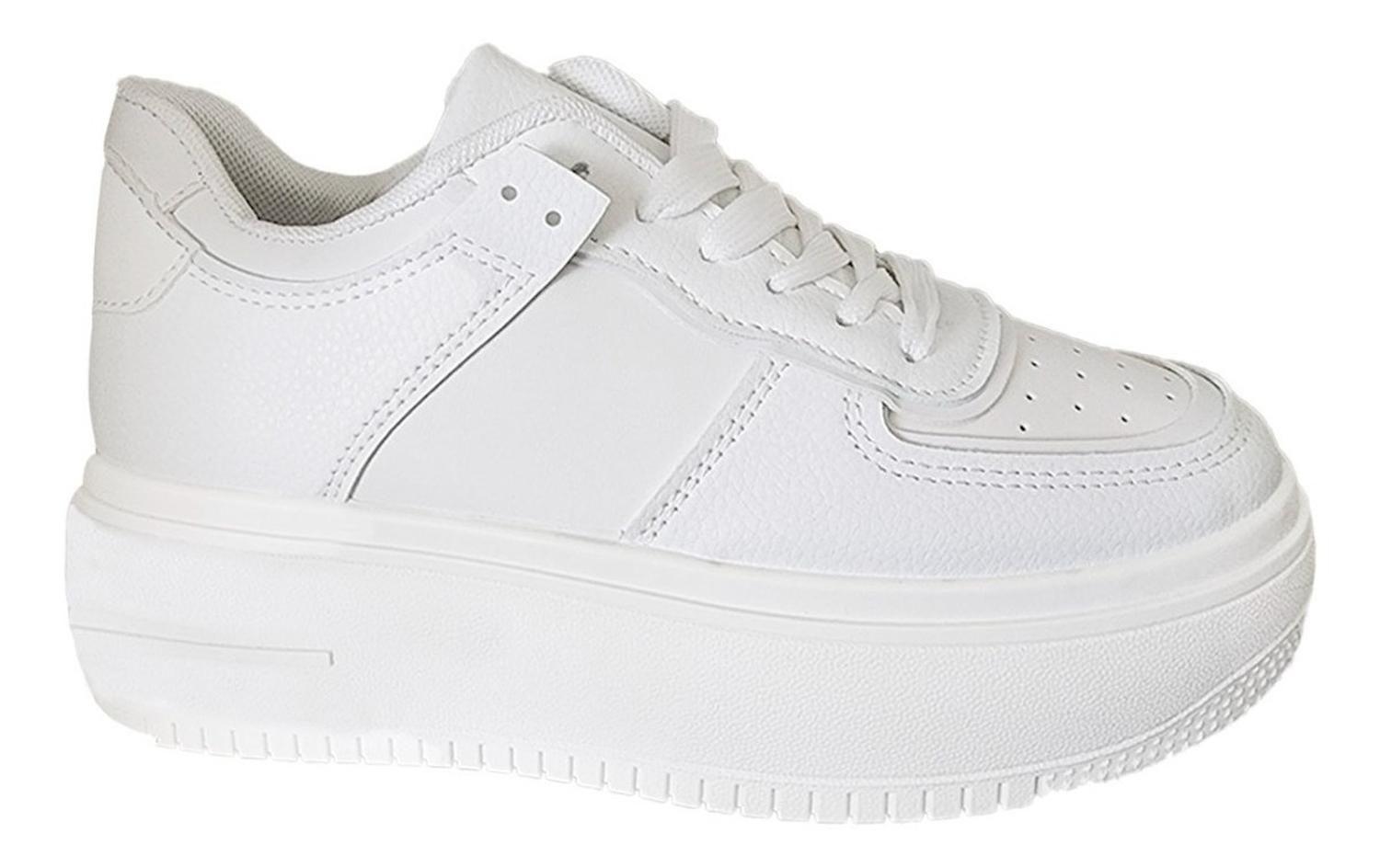 Zapatilla Mujer Con Plataforma Urbana Casual Blanco - 7085-1