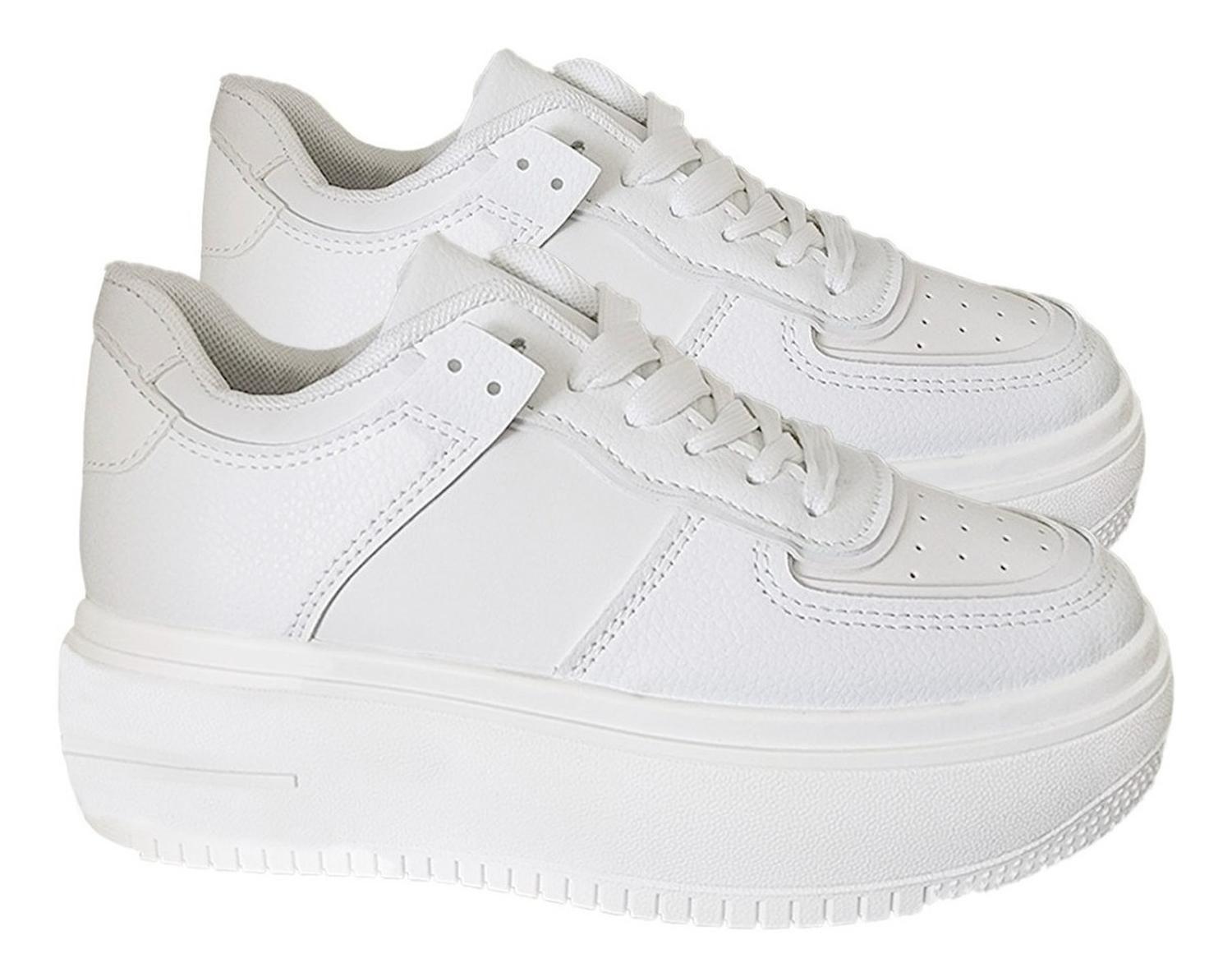 Zapatilla Mujer Con Plataforma Urbana Casual Blanco - 7085-2