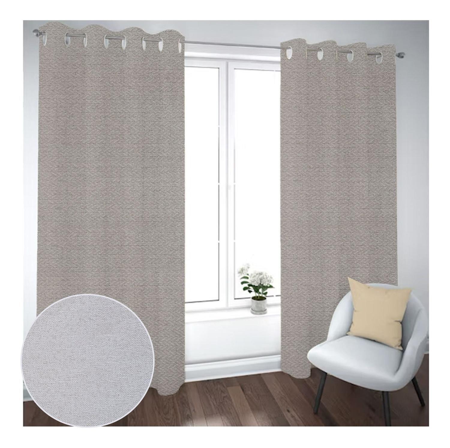 Cortina Black Out 2 Paños Decorativa Beige Textura N°4 (140x230)-1