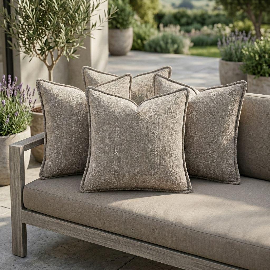 Pack 4 Fundas Decorativa Gris Borde Textura Elegante - 026-1