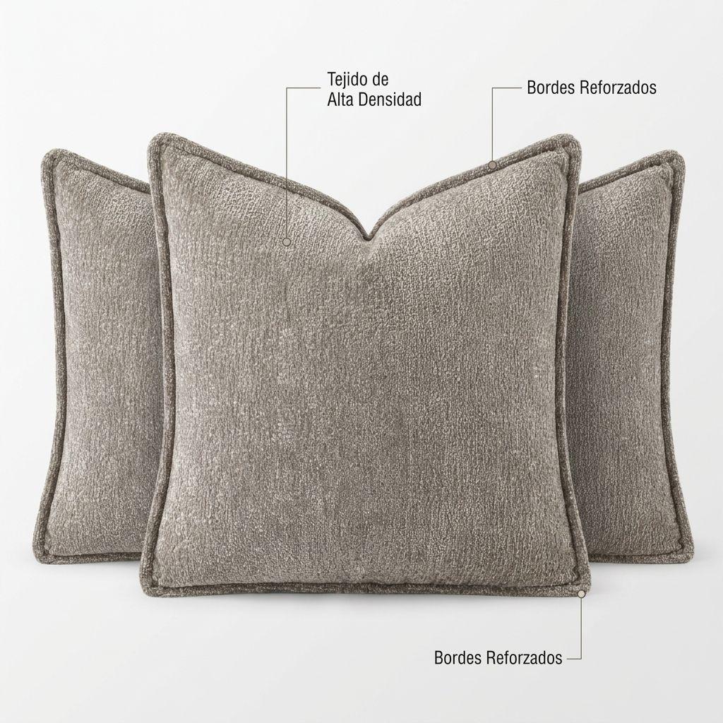 Pack 4 Fundas Decorativa Gris Borde Textura Elegante - 026-6