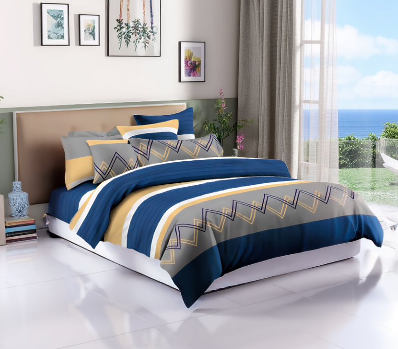 Sábanas King | 800 Hilos Azul y Estilo Vanguardista - 824-2