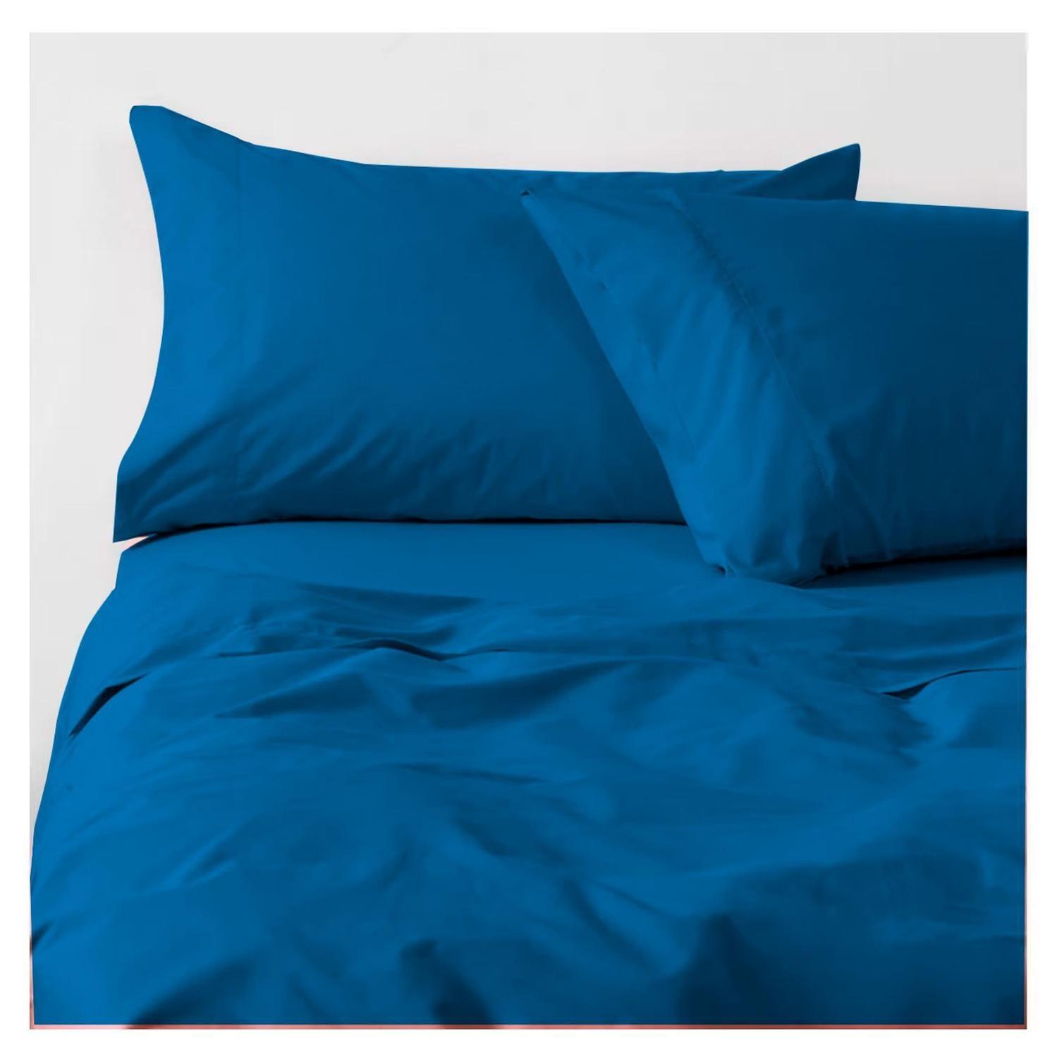 Sábanas 3000 Hilos 2.0 plazas Diseño Americano Azul Petroleo-0