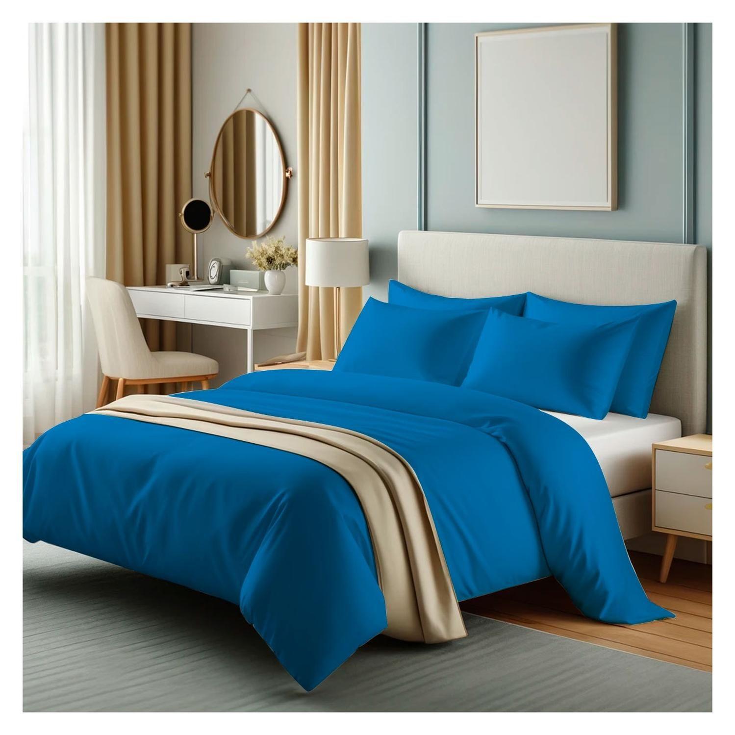 Sábanas 3000 Hilos 2.0 plazas Diseño Americano Azul Petroleo-1