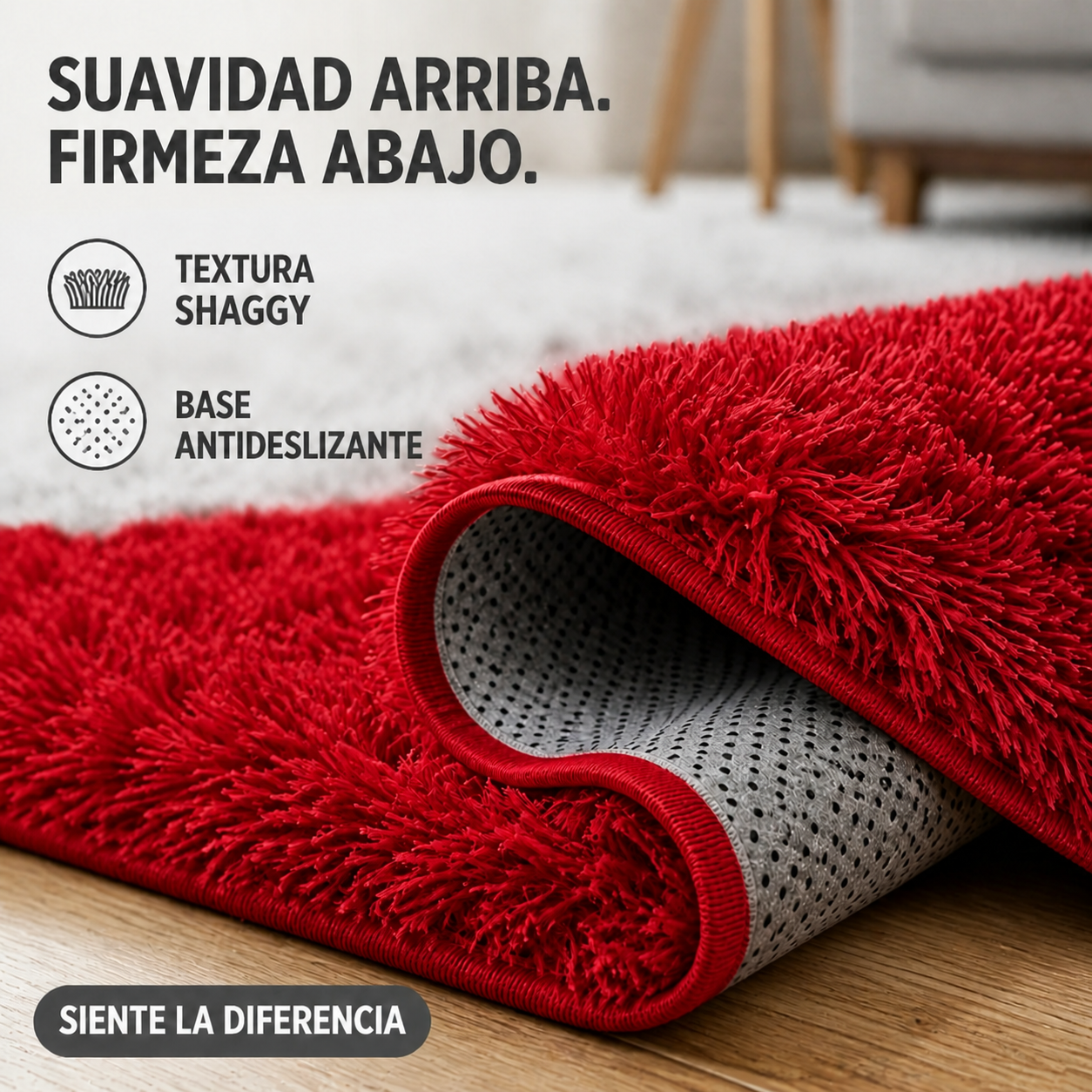Alfombra Shaggy Pelo Medio 180×200 Antideslizante Modelo 026-7