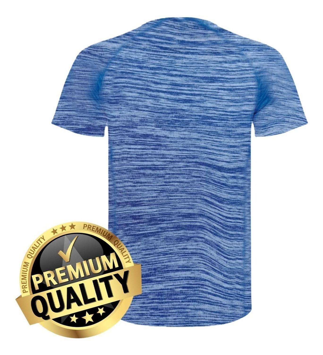 Polera Deportiva De Poliéster Manga Corta Jaspeado - Azul-2